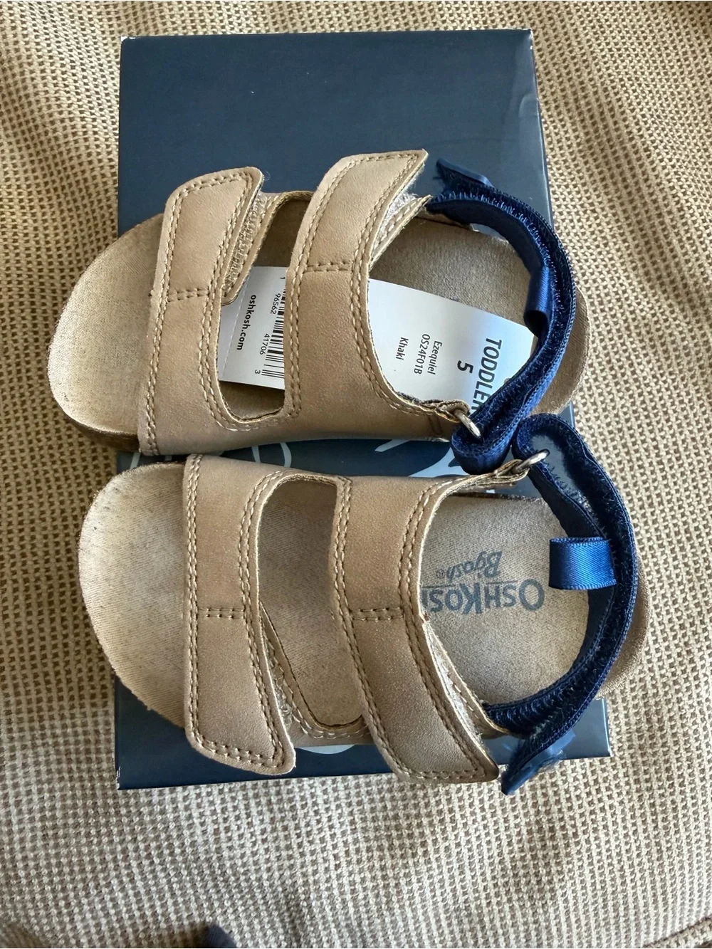 OshKosh B'gosh Khaki Sandals with Blue Heel Strap